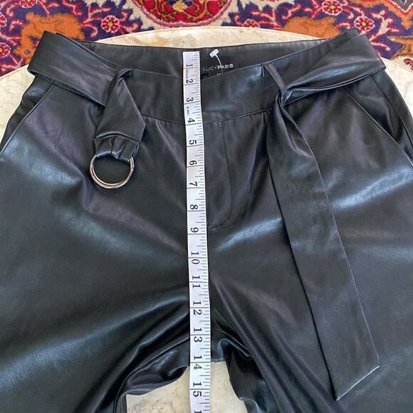 NWOT Lucy Paris Londyn Faux Leather Belted Ankle Pants - Picture 15 of 16
